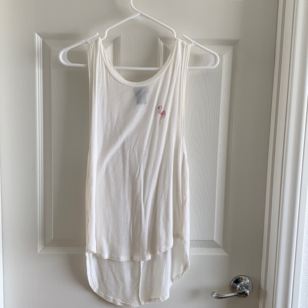 Wet Seal White Flamingo Muscle Tee in SMALL